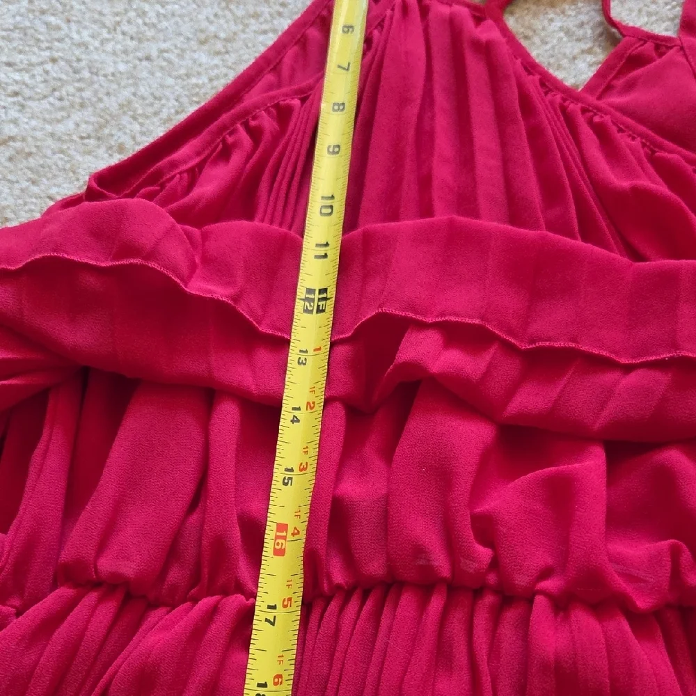 PETAL & PUP Red Gia Pleated Halterneck Maxi Dress Gown Sz S Evening Wedding - Picture 10 of 15